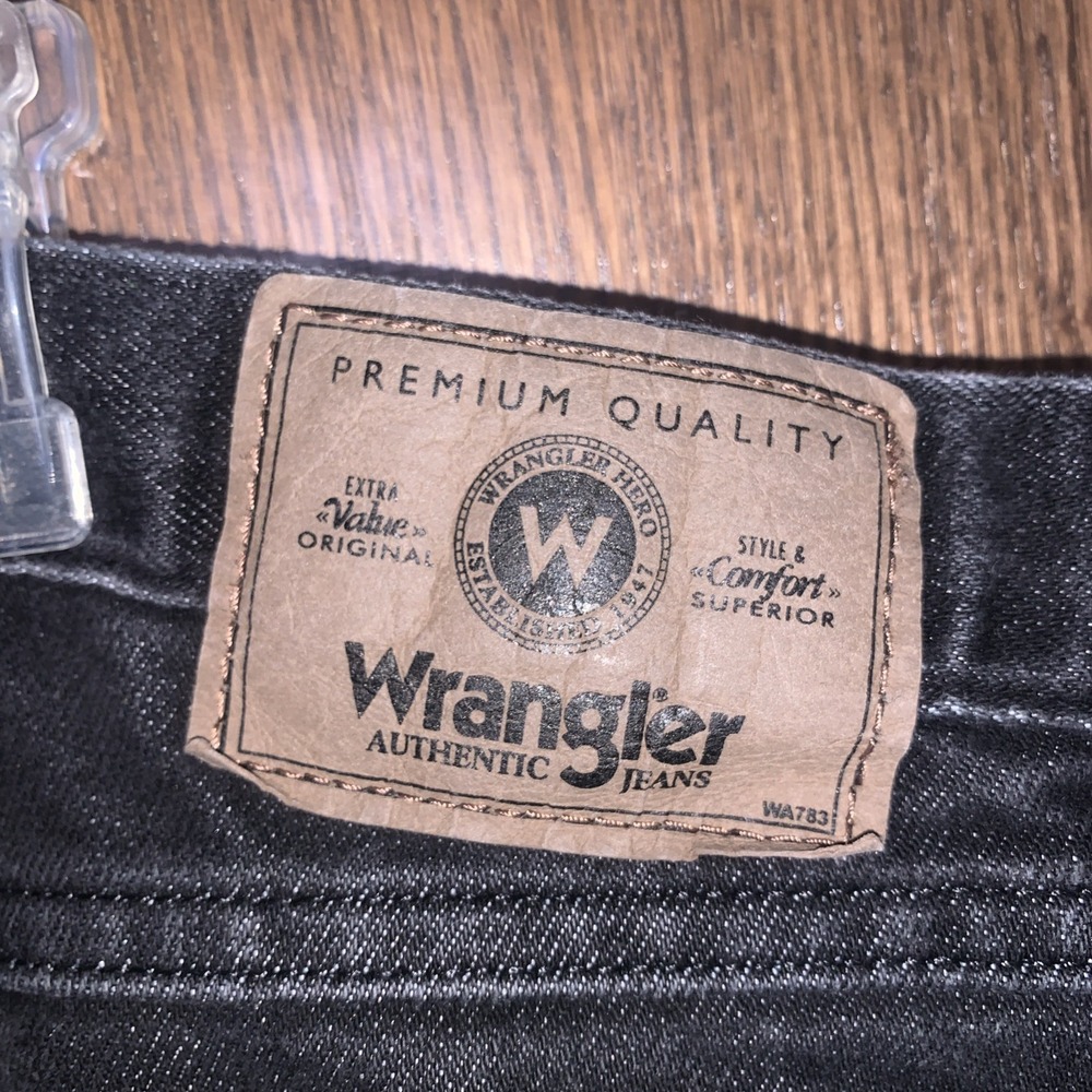 Big And Tall Men's 44x30 Charcoal Wrangler Denim Dark Wash Jeans - Picture 8 of 9